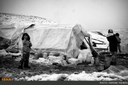 Snow in the quake-hit town of Azerbaijan