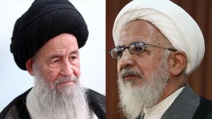 Grand Ayatollah Seyyed Mohammad-Ali Alavi-Gorgani (L) and Grand Ayatollah Abdollah Javadi-Amoli