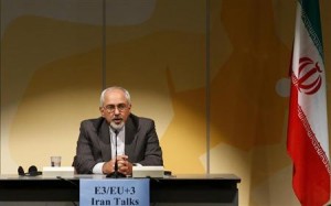 Iranian Foreign Minister Mohammad Zarif addresses news conference following nuclear negotiations at UN in Geneva