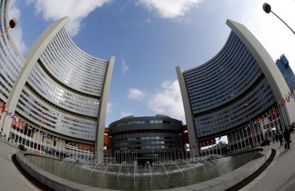 The United Nations headquarters building is pictured in Vienna