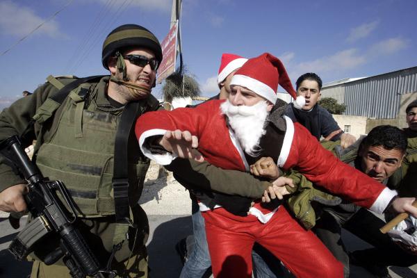 israeli forces detaining of santa claus