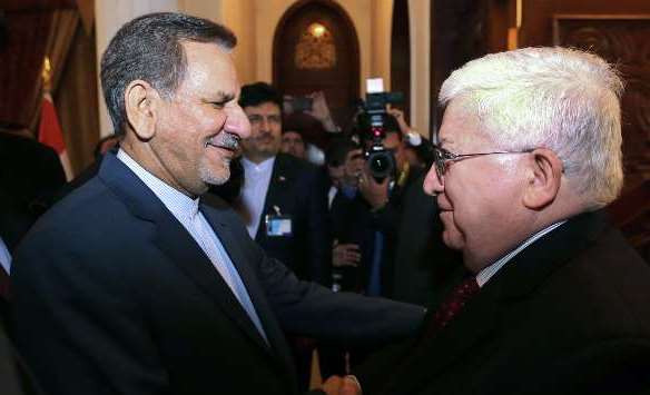 Iranian First Vice-President Eshaq Jahangiri meets Iraqi President Fouad Massoum in Baghdad