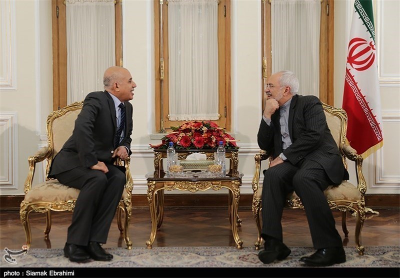 Iranian FM Zarif meets Algerian ambassador to Iran Abdel-Monem Ahriz on March 9, 2015.