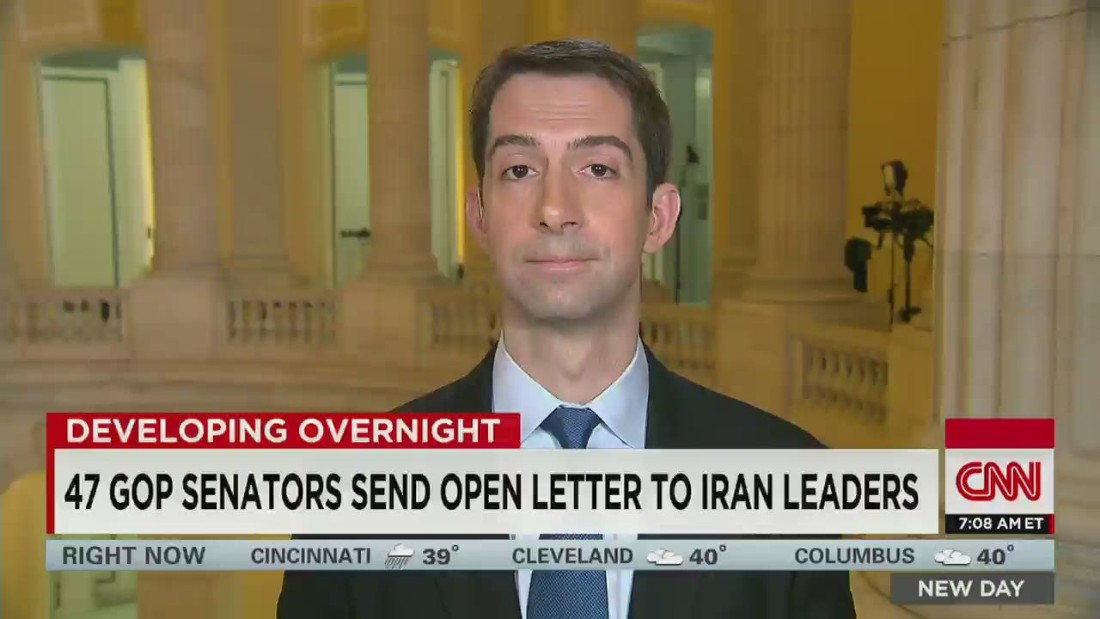 Sen. Tom Cotton said he'd "welcome" presidential candidates -- including Hillary Clinton -- to sign a controversial letter to Iran .