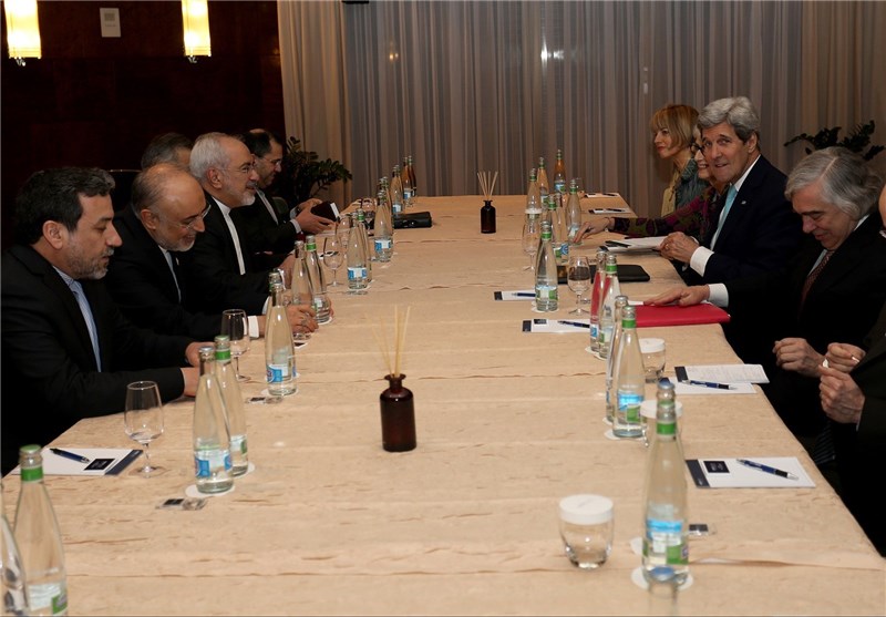 The Iranian and US delegations hold nuclear negotiations in the Swiss city of Montreux on March 2, 2015.